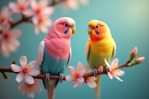 Rainbow Wellensittiche in Pink und bunt