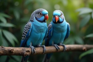 Wellensittiche in Blau